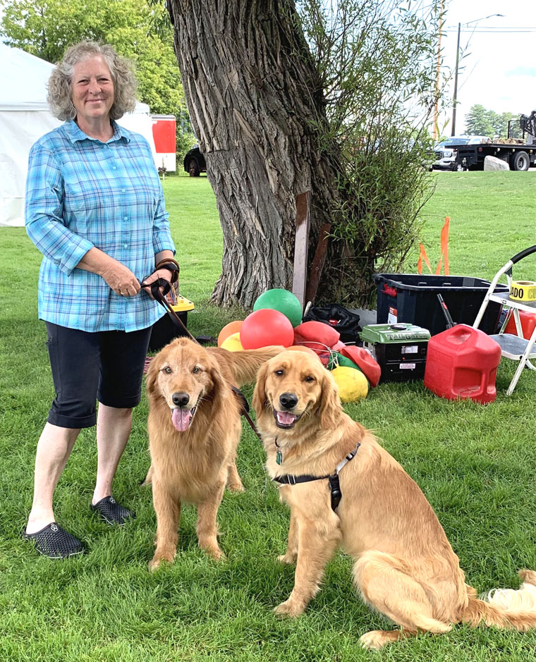 Oliver and charlie enjoy a sunny afternoon in Minocqua with their owner, Patti.
