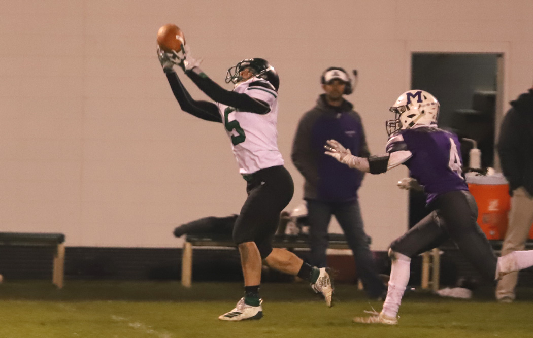 Max Spaulding makes his second interception in the fourth quarter.