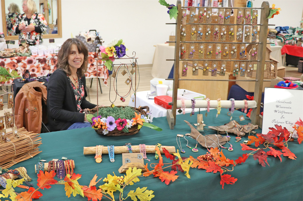 Tracy shares her homemade jewelry at the craft show in Hazelhurst.