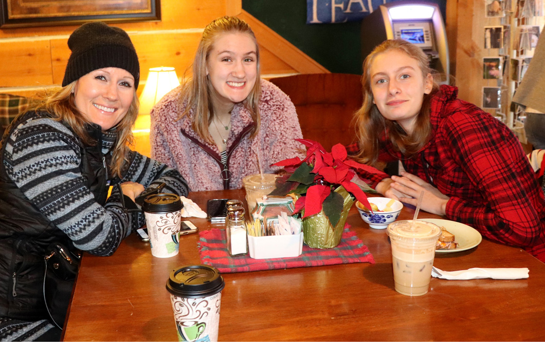 Haily and Lila spend time with their mom at Great Northern Coffee Company.