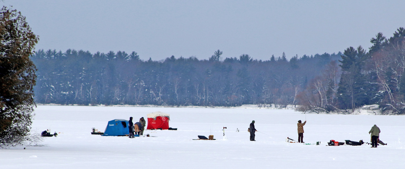 Big Arbor Vitae Lake attracts many ice fishermen.