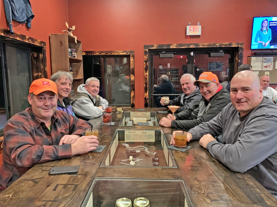 This group of hunters makes a stop at Northern Waters Distillery.