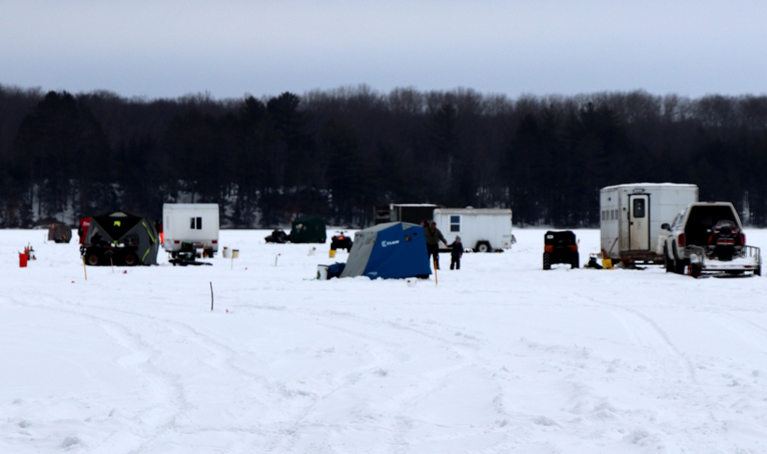 Ice fishers spend the day on Lake Katherine.