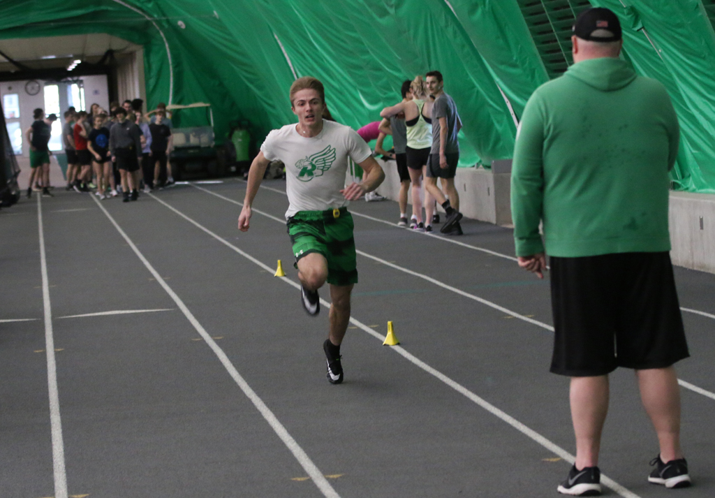 Senior Cole Worrell was timed with the fastest speed running at 23 mph.