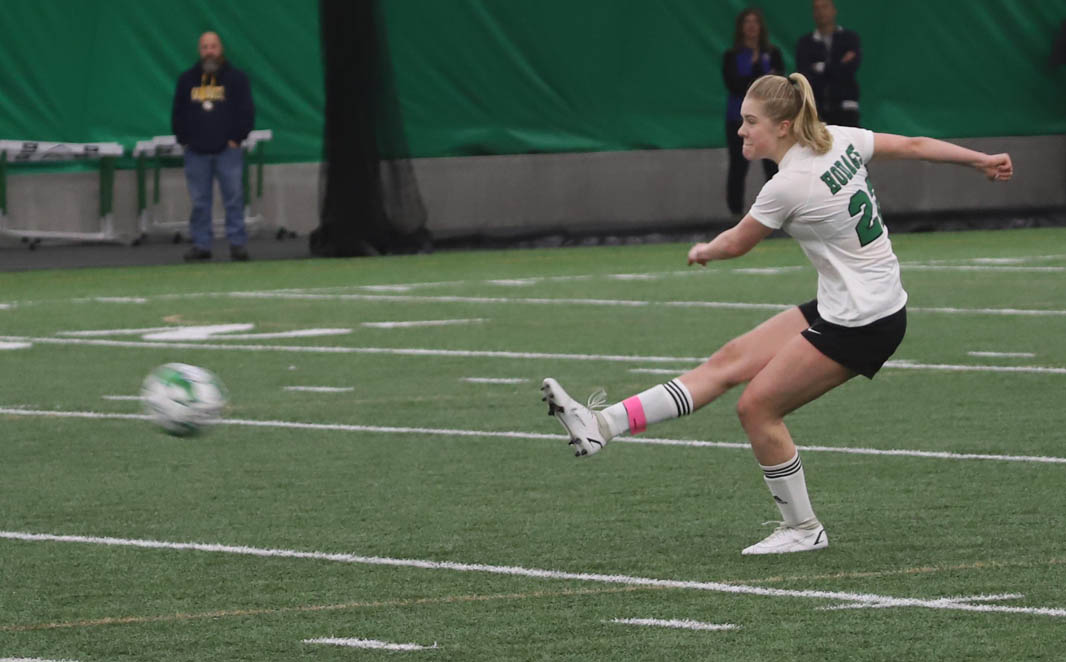 Audrey Schiek sends the ball into the Hodags offensive zone against Hayward.